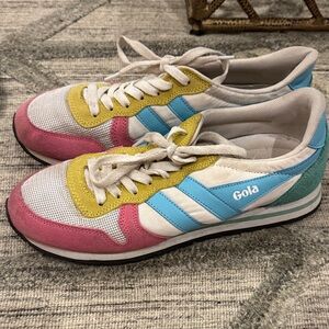 Gola Women's Pink, Yellow, and Blue Sneakers